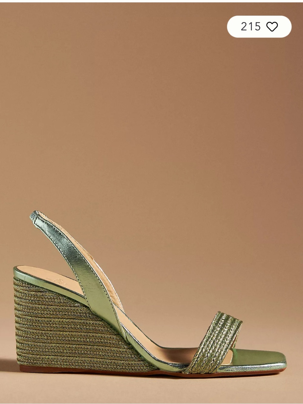 NWOT: Anthropologie Castañer Barby Wedge Espadrille Heels in Metallic Green, 37